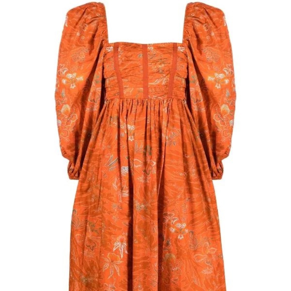graphic-print square-neck midi dress - Picture 2 of 11